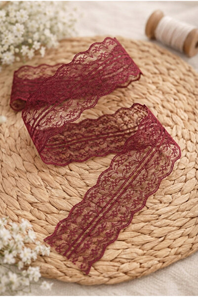 ZEYMERADE 10 Meters Double Layer Lace Ribbon Burgundy for Wedding, Engagement...