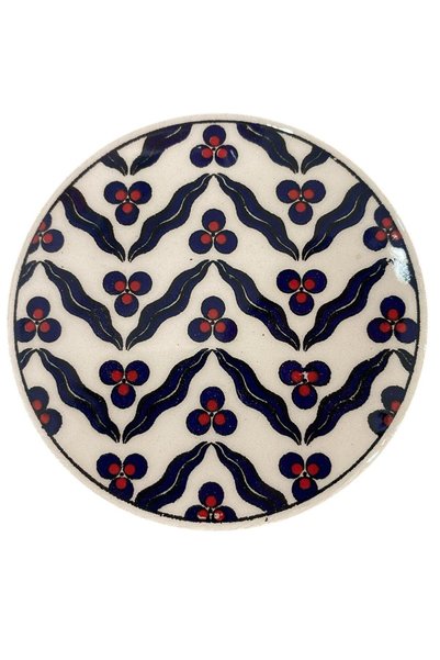 Eren Çini Seramiği 3-Piece Handmade Tile Patterned Ceramic Coasters – Heat Resistant Decorative Coaster