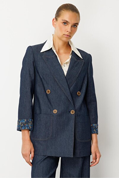 Moda İlgi Modailgi Kırlangıç Yaka Torba Cepli Desenli Duble Kol Tensel Ceket ...