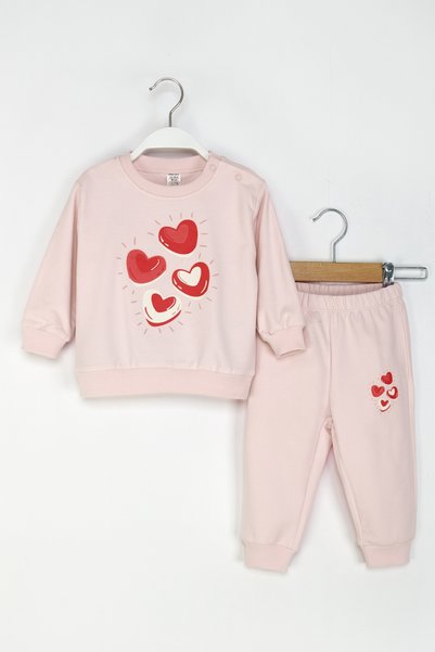 DMB BOYS & GIRLS طقم أطفال مكون من قطعتين من Heart مطبوع Girl