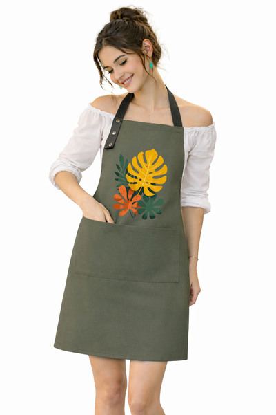 Hulganz Fabric Kitchen Apron Stain Resistant Water Repellent Fabric Colorfast...