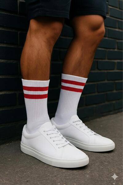 WOOK SOCKS Men's Towel Sole Striped Long Socks