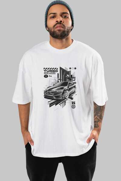 Ankhises Σειρά Car Series (68) μπλουζάκι με στάμπα μπροστά, λευκό, υπερμεγέθη...