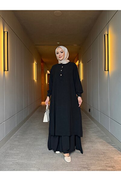 sevannaluxurydesign Kadın düğme detay tunik &pantolon takım