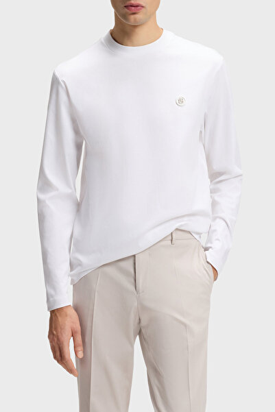 BOSS % 100 Pamuk Regular Fit Bisiklet Yaka Uzun Kollu T Shirt Erkek T SHİRT 5...