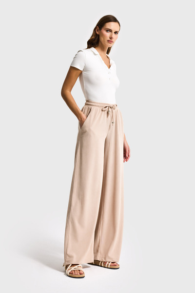 it's basic Women's Stone Color Palazzo Fit Corded Fabric Velvet Fabric Walkin...