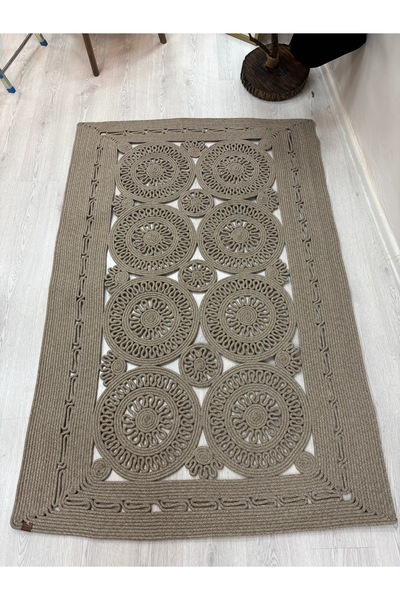 MaVaux Dune Natural Hasır Jüt Kilim El Dokuması Şık Tasarım Salon Yatak Odası...
