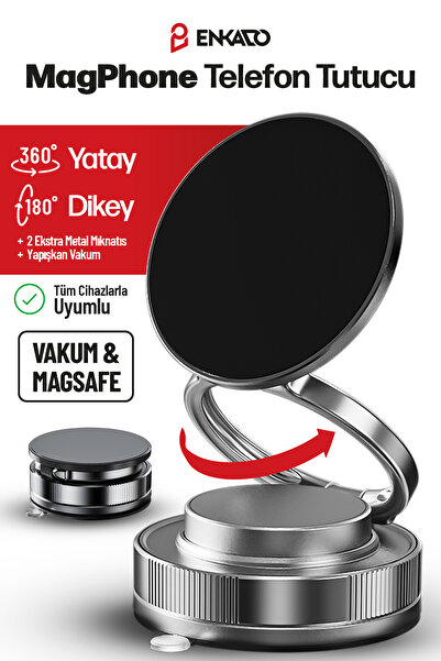 Enkado Magsafe Vakumlu Telefon Tutucu 360° Dönebilen Ayarlanan Araç İçi Stand...