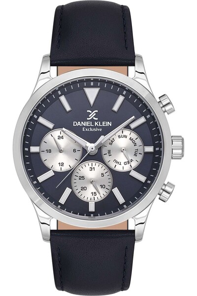 Daniel Klein Dk.1.13745-2 Exclusive Leather Cord Functions Active Navy Blue C...