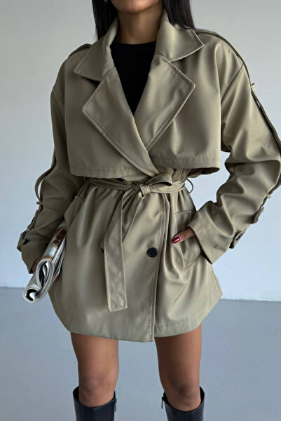WAS Belt Detail Mini Trench Coat