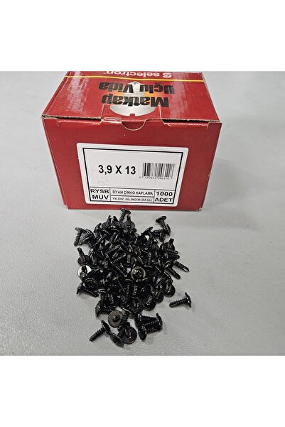Selectron Siyah 3.9X13 RYSB MUV Yıldız Pul Başlı Matkap Uçlu Vida 1000 Adet