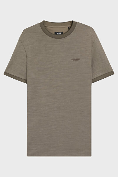 BOSS Pamuk ve Yün Karışımlı Regular Fit Bisiklet Yaka T Shirt Erkek T SHİRT 5...