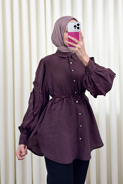 Salih Çelebi Cămașă cu mâneci cu volane 0061 - MÜRDÜM