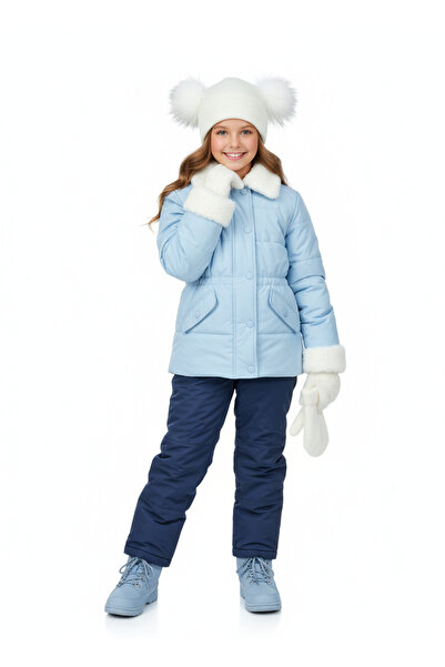 Oppland Зимна шапка за момичета с двойни помпони, памучен трикотаж, сгъната, ...