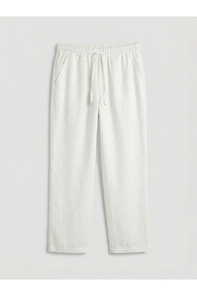 LC Waikiki Ecru Elastic Waist Γυναικείο Παντελόνι