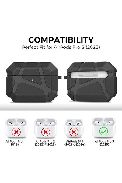 O Ozone Airpods Pro 3 Case & Cover |Armor Design Hard Case with Safety Lock & Hidden Phone Stand -Purple