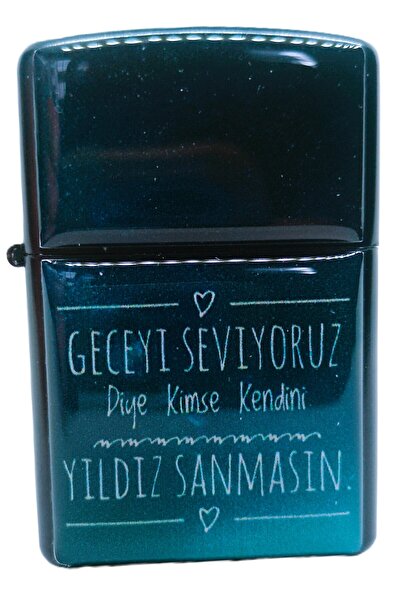 ATA TANITIM Yüksek Kaliteli Benzinli Klasik Çakmak. "GECEYİ SEVİYORUM" Temalı