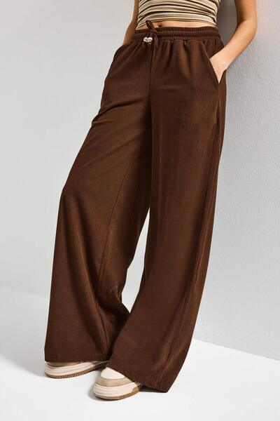 it's basic Women's Brown Palazzo Fit Corded Fabric Velvet Fabric Walking Trou...