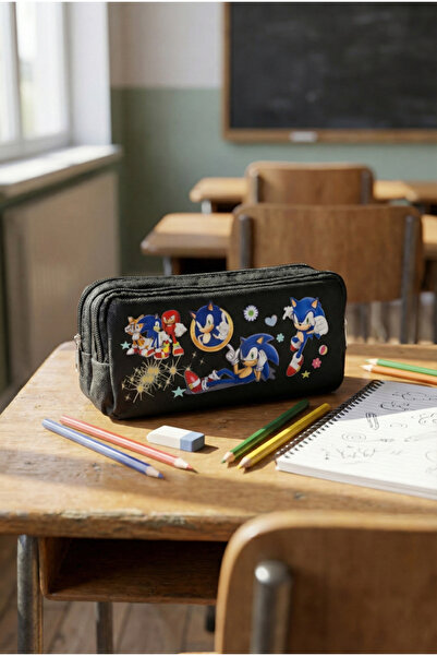 Probag حقيبة أقلام رصاص مدرسية للأولاد من سونيك ستايل ذات حجرتين وسحاب مزدوج ...