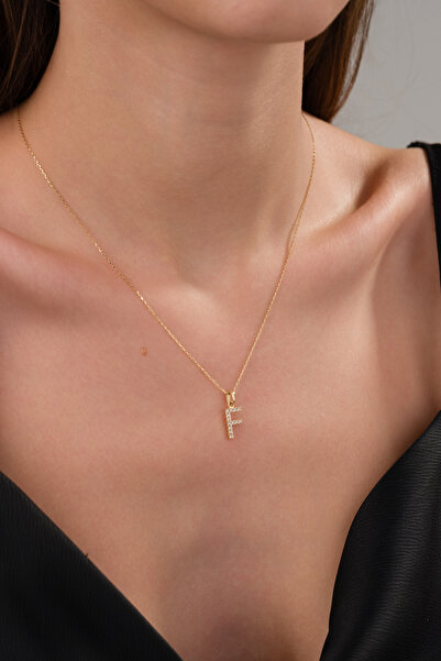 Zeynepli gold & jewelry 14 AYAR ALTIN TAŞLI F HARFLİ KOLYE