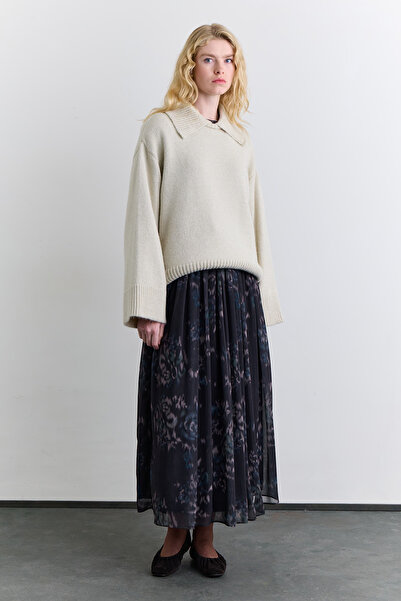 Manuka Wide Collar O Oversized Sweater Stone