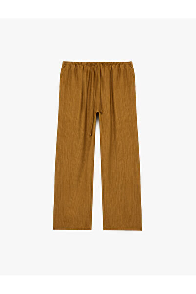 Koton Viscose Elastic Waist Straight Wide Leg Trousers