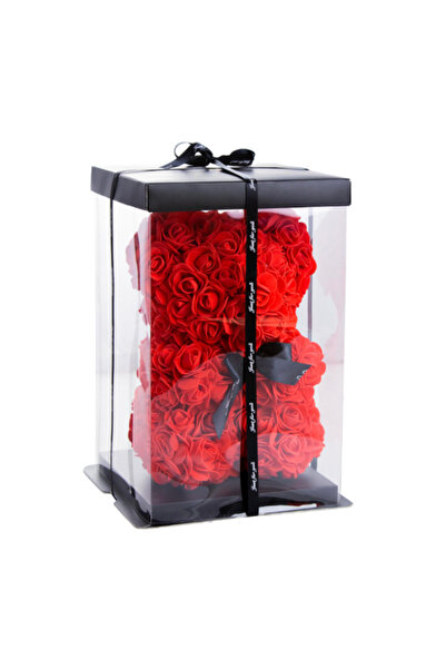 Flashmarket Teddy Bear made of Foam Roses, RED floral, handmade, 25 cm