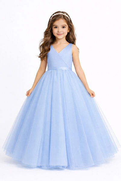 SUNEH Kız çocuk Bebe Mavisi Anvelop Mezuniyet Doğum Günü Elbise