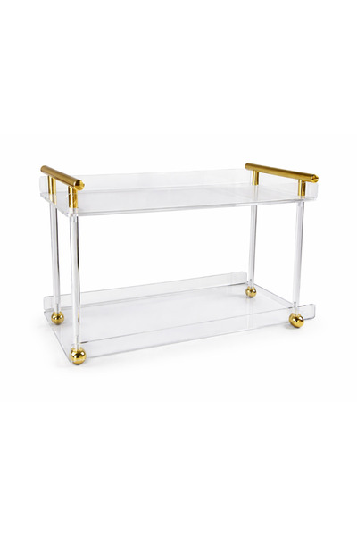 ALKHANBASHI 2-Tier Clear Acrylic Serving Stand with Gold Handles – Elegant Di...
