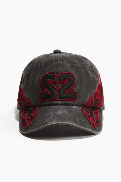 H&M Pamuklu ve İşleme Motifli Gabardin Şapka