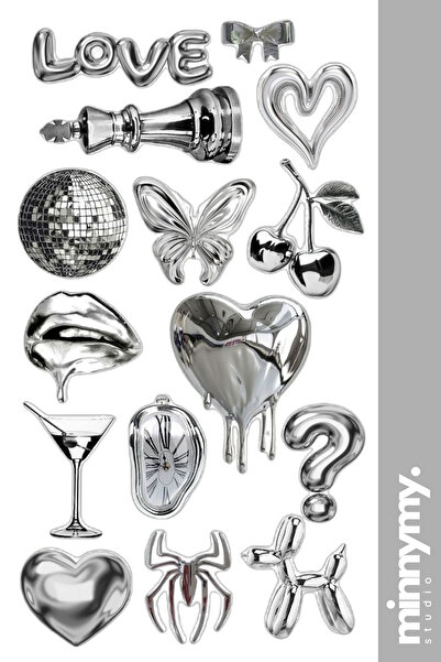 Minnymy Silver Collection Sticker, Çıkartma, Ajanda, Günlük, Planlayıcı, Bull...