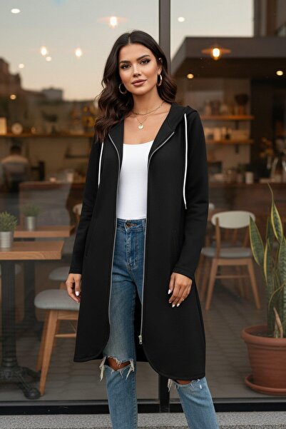 Mossta Hooded Zipper Detailed Diving Jacket - Black