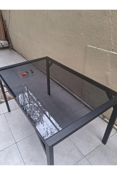 Bengi Ankara Mobilya Masa 90549 Cam Metal Siyah Ayak Füme Cam Temperli 8mm Sa...