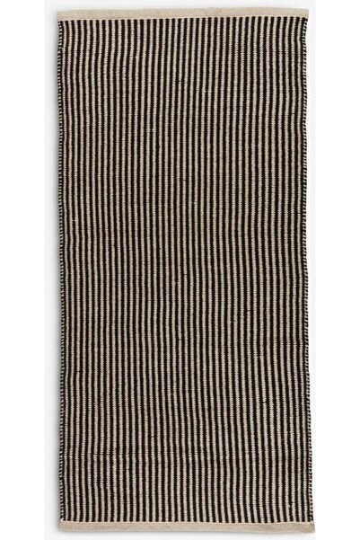 DavidaHome Rug, rectangular, beige black, geometric, 65 x 140 cm