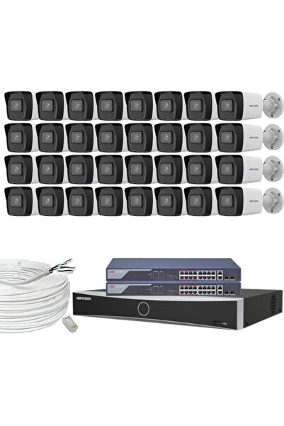 Hikvision Professional Surveillance System, 32 Cameras, 4MP, IR 30m, PoE Swit...