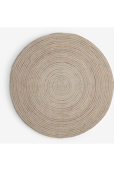 DavidaHome Round rug, jute and cotton, gray with nature, diameter 120 cm