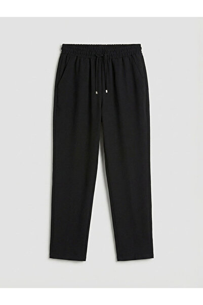 LC Waikiki Черен дамски панталон с ластик на талията