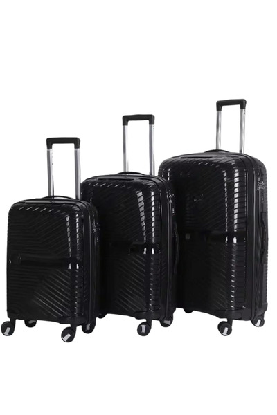POGAGO 3 Piece Polypropylene Luggage Set Unbreakable Lightweight Soft Shell T...