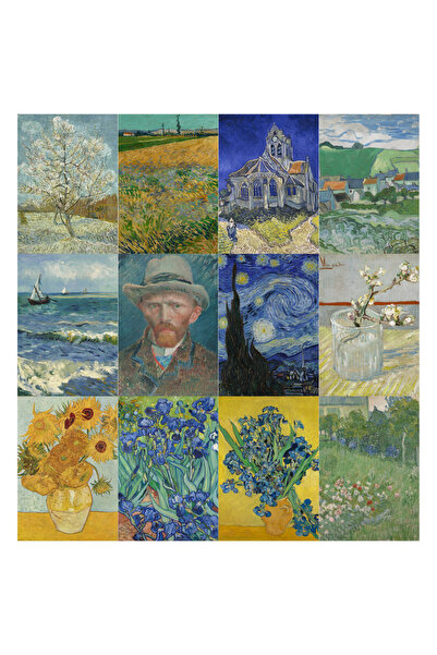 Ororabutik Van Gogh Yağlı Boya Poster Duvar Kağıdı Seti Afiş A5 12 Adet