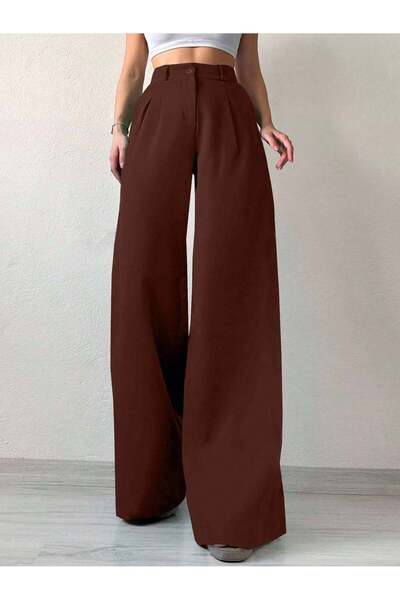 DUUE FASHİON Γυναικείο υφασμάτινο παντελόνι Palazzo με φαρδιά μπατζάκια