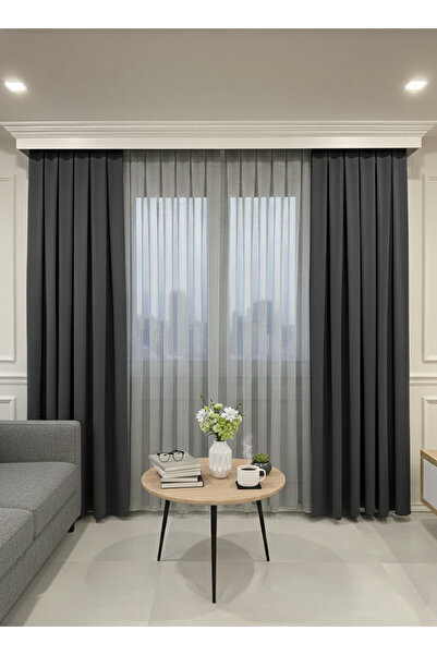 Brillant KOYU FÜME Renk 1/3 SIK PİLE Petek Dokuma Yumuşak Yapılı Panama Fon P...