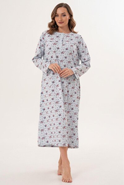 Mecit Pijama قميص نوم نسائي كبير الحجم باللون الأزرق من ميسيت 6205