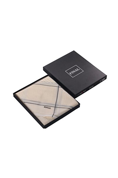 FİNAL Light beige shemagh with gray stripes