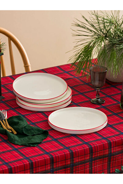 LC Waikiki LCW HOME Kırmızı Seramik Pasta Tabağı 4'lü 26 Cm