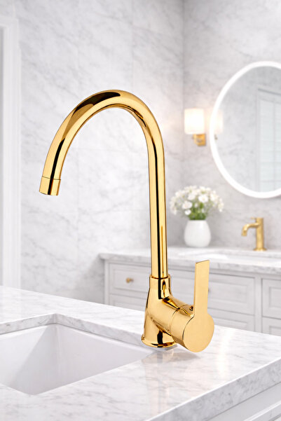 RocciArmatur صنبور مياه المطبخ الذهبي، صنبور نافورة، مدخل مياه مزدوج، إنتاج محلي