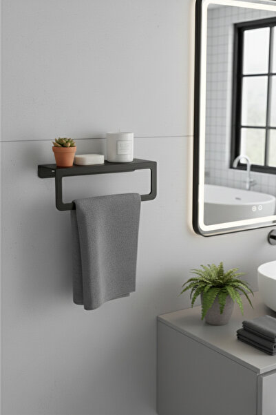 Milonsa Metal Shelf Towel Rack Black |   Bathroom Wall Towel Rack Modern Deco...