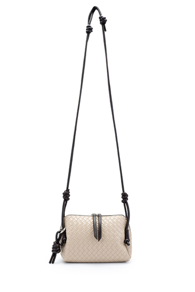 minebag Knitted Patterned Adjustable Strap Bliss Women's Crossbody Bag Beige
