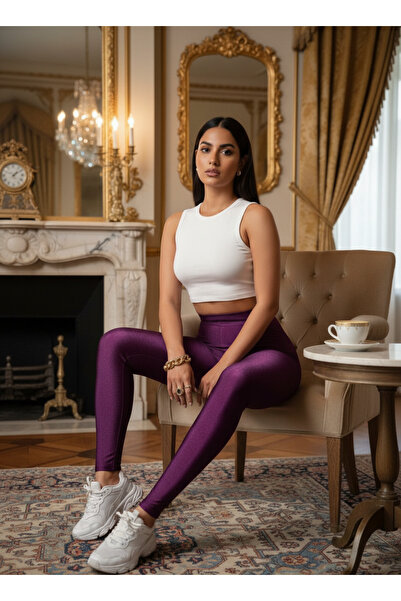 MAXORA SHOP Elegant shiny high-waisted leggings