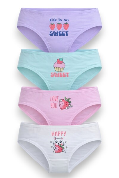 Fanilam Детски памучни гащички за момичета, комплект от 4 броя, сладък десен,...