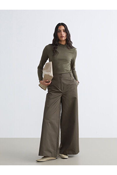 LC Waikiki Khaki Loose Fit Wide Leg Women's Trousers